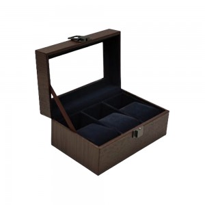 PORTA RELÓGIO NA COR MARROM FORRADO INTERNAMNETE COM ALMOFADAS E ESPONJAS EM MADEIRA REF: APW221