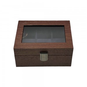 PORTA RELÓGIO NA COR MARROM FORRADO INTERNAMNETE COM ALMOFADAS E ESPONJAS EM MADEIRA REF: APW221