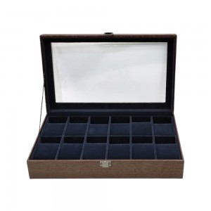 PORTA RELÓGIO NA COR MARROM FORRADO INTERNAMNETE COM ALMOFADAS E ESPONJAS EM MADEIRA REF: APW224-12