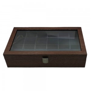 PORTA RELÓGIO NA COR MARROM FORRADO INTERNAMNETE COM ALMOFADAS E ESPONJAS EM MADEIRA REF: APW224-12