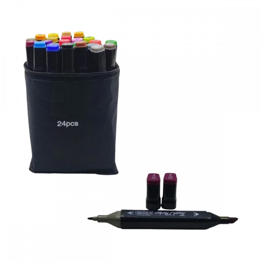 KIT COM 24 CANETAS MARCADORAS DE PONTA DUPLA PROFISSIONAL REF: APAM-024 KIT COM 24 CANETAS MARCADORAS DE PONTA DUPLA PROFISSIONAL REF: APAM-024