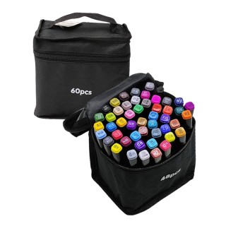 KIT COM 60 CANETAS MARCADORAS DE PONTA DUPLA PROFISSIONAL REF: APAM-060