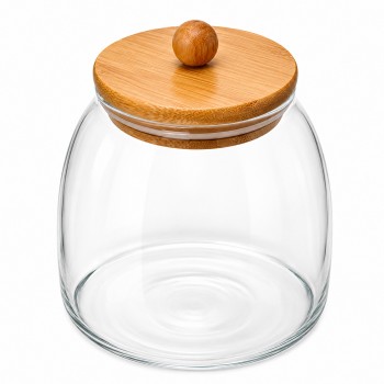  POTE DE VIDRO COM TAMPA EM BAMBU 750ML REF: APPD750ML