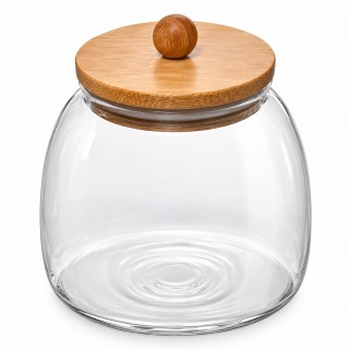  POTE DE VIDRO COM TAMPA EM BAMBU 750ML REF: APPD750ML
