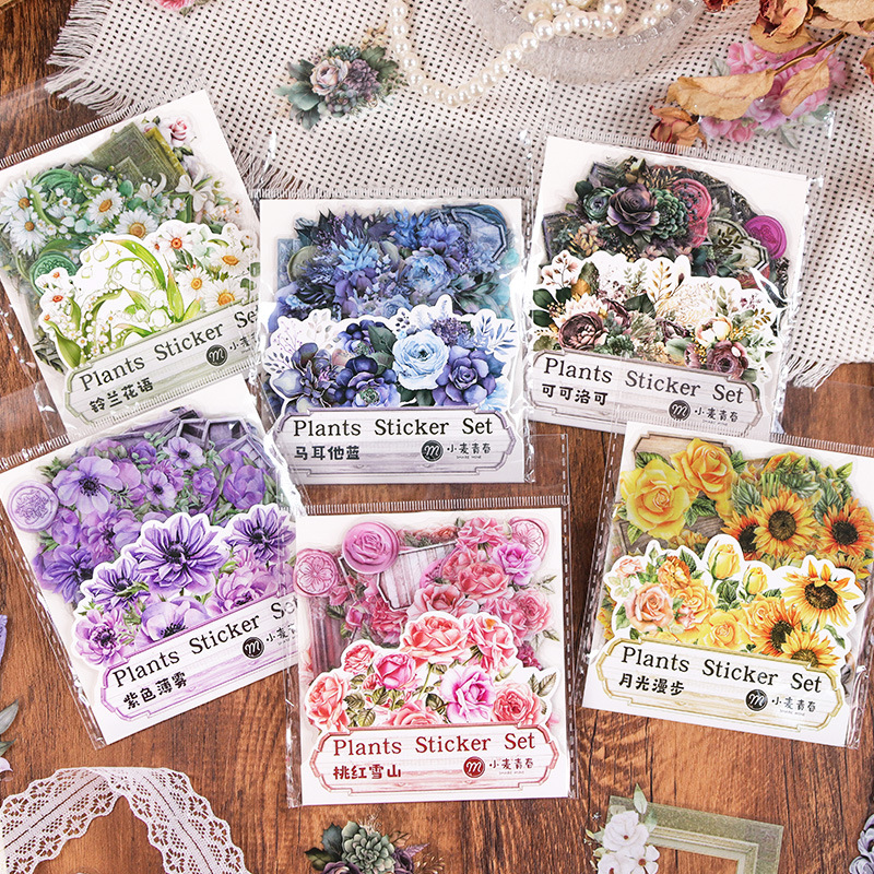 PACOTE COM 50 ADESIVOS DE PLANTAS REF: XM-TZ2932