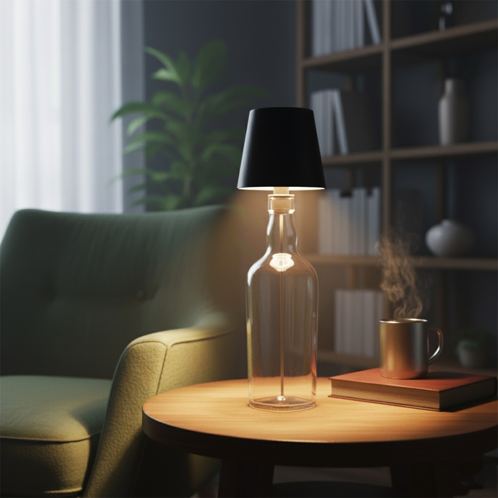 LUMINÁRIA DECORATIVA LED COM ENCAIXE PARA GARRAFA EM METAL E PLÁSTICO REF: APB06L-BL LUMINÁRIA DECORATIVA LED COM ENCAIXE PARA GARRAFA EM METAL E PLÁSTICO REF: APB06L-BL