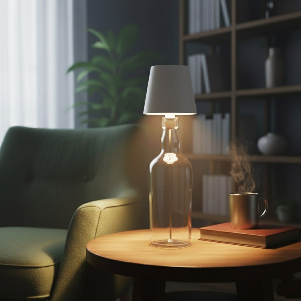 LUMINÁRIA DECORATIVA LED COM ENCAIXE PARA GARRAFA EM METAL E PLÁSTICO REF: APB06L-WH LUMINÁRIA DECORATIVA LED COM ENCAIXE PARA GARRAFA EM METAL E PLÁSTICO REF: APB06L-WH