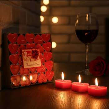 KIT 50 VELAS MODELO CORAÇÃO EM PARAFINA COM BASE EM ALUMÍNIO REF: AP7305H50