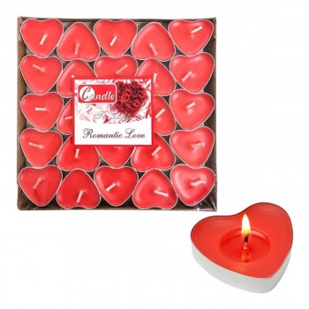KIT 50 VELAS MODELO CORAÇÃO EM PARAFINA COM BASE EM ALUMÍNIO REF: AP7305H50