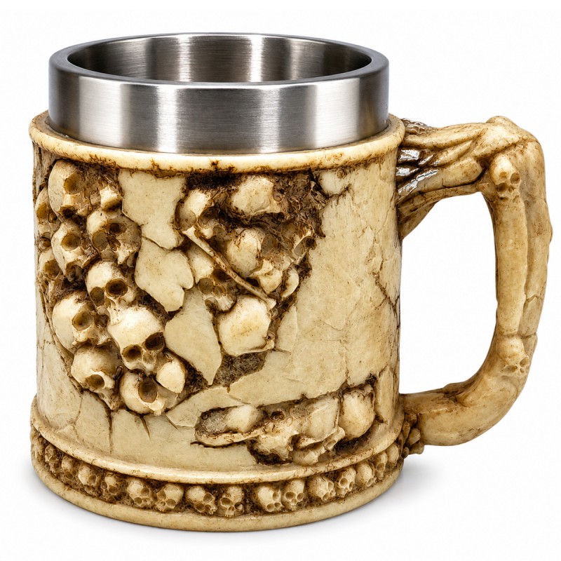 CANECA DE INOX E RESINA 600ML MODELO CAVEIRA REF: AP25001B CANECA DE INOX E RESINA 600ML MODELO CAVEIRA REF: AP25001B