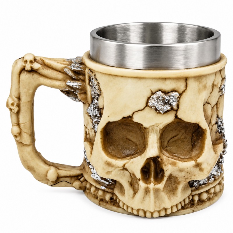 CANECA DE INOX E RESINA 600ML MODELO CAVEIRA REF: AP25001B CANECA DE INOX E RESINA 600ML MODELO CAVEIRA REF: AP25001B