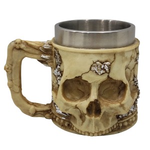 CANECA DE INOX E RESINA 600ML MODELO CAVEIRA REF: AP25001B