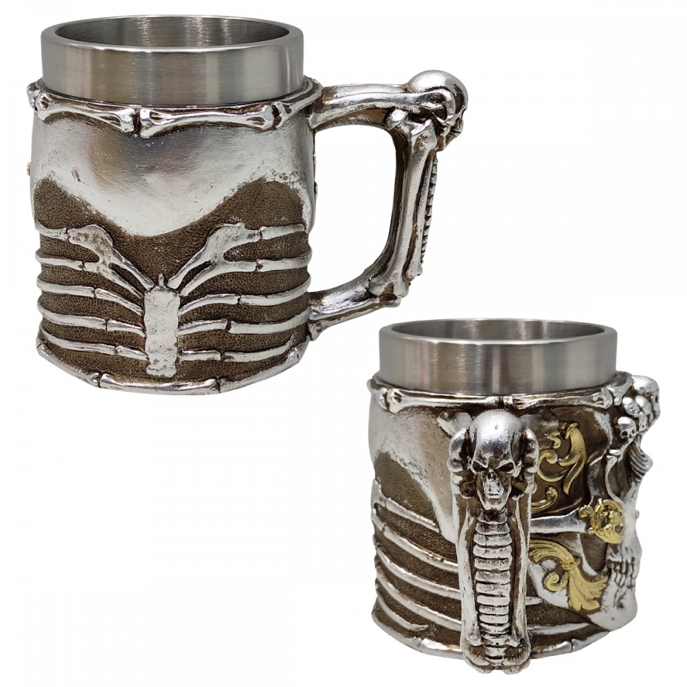 CANECA DE INOX E RESINA 600ML MODELO CAVEIRA REF: AP25003B