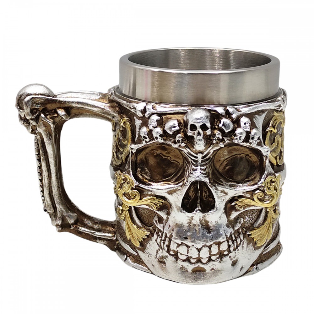 CANECA DE INOX E RESINA 600ML MODELO CAVEIRA REF: AP25003B