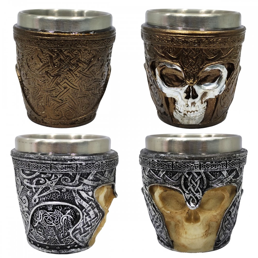 MINI COPO SHOT 50ML DE INOX E RESINA MODELO CAVEIRA REF: AP25026C