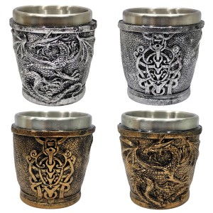 MINI COPO SHOT 50ML DE INOX E RESINA MODELO DRAGÃO REF: AP24044 MINI COPO SHOT 50ML DE INOX E RESINA MODELO DRAGÃO REF: AP24044