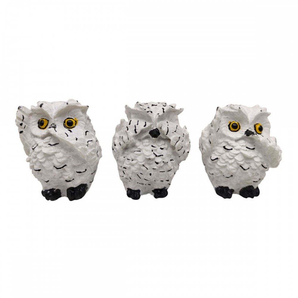 ENFEITE DECORATIVO COM 3 CORUJAS EM RESINA PLÁSTICA REF: AP744-4 ENFEITE DECORATIVO COM 3 CORUJAS EM RESINA PLÁSTICA REF: AP744-4