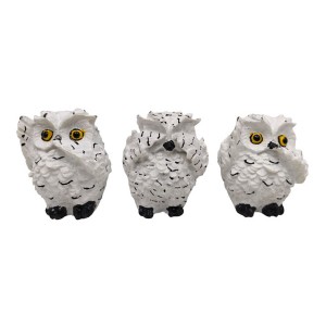 ENFEITE DECORATIVO COM 3 CORUJAS EM RESINA PLÁSTICA REF: AP744-4 ENFEITE DECORATIVO COM 3 CORUJAS EM RESINA PLÁSTICA REF: AP744-4