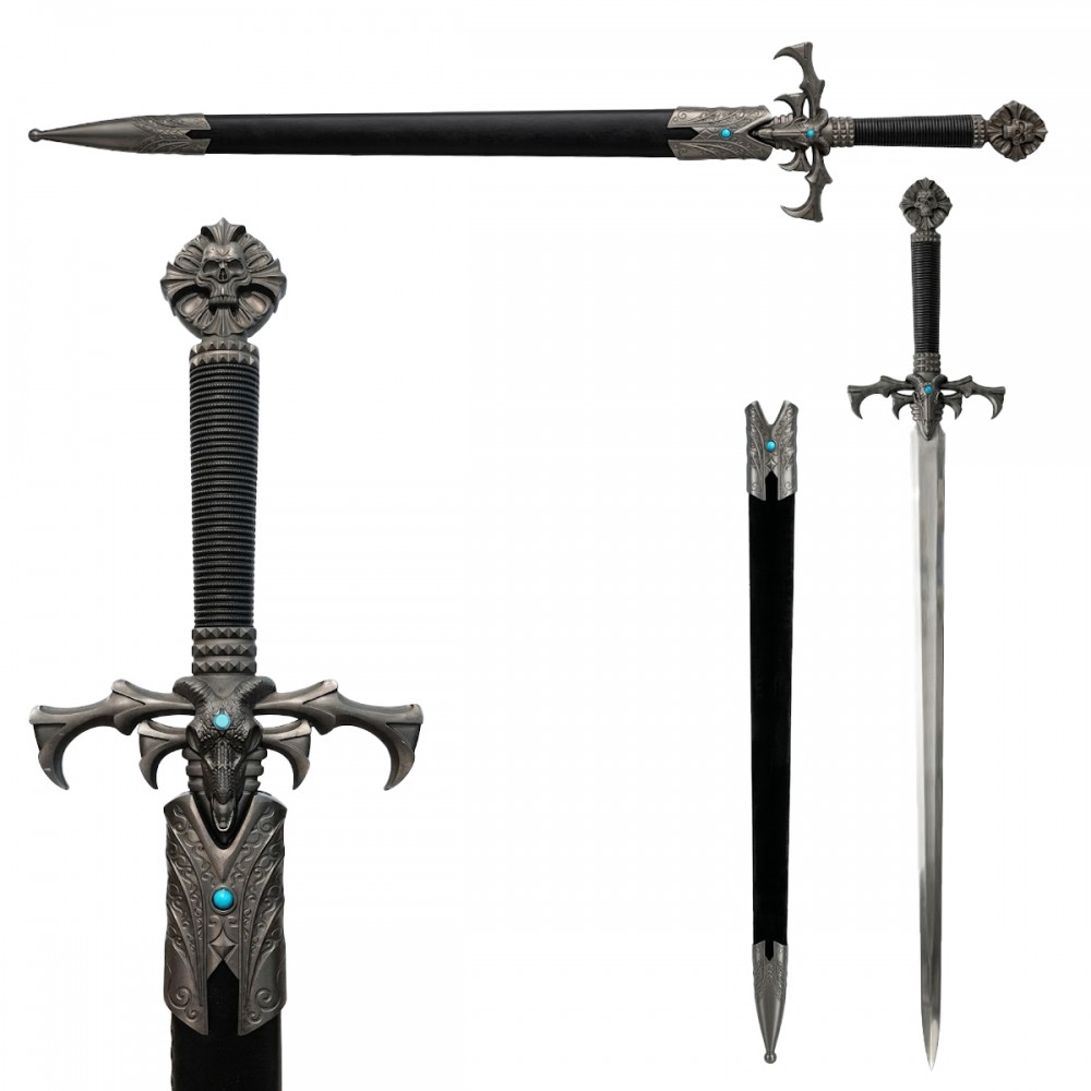 ESPADA DECORATIVA COM LÂMINA SEM CORTE DE METAL E SUPORTE DE MADEIRA REF: PFL25993 