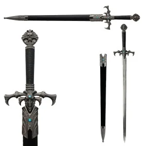 ESPADA DECORATIVA COM LÂMINA SEM CORTE DE METAL E SUPORTE DE MADEIRA REF: PFL25993 