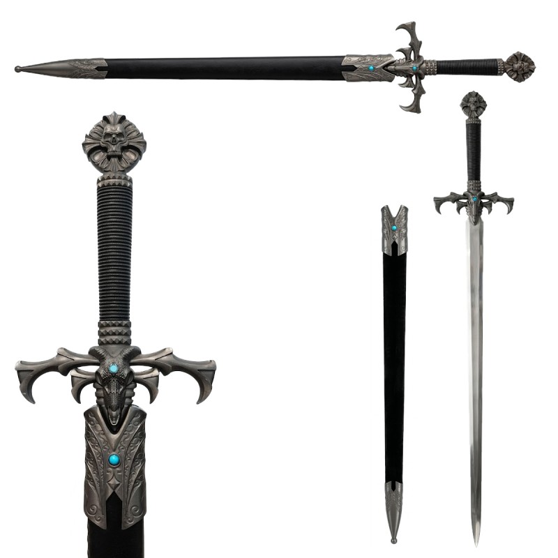 ESPADA DECORATIVA COM LÂMINA SEM CORTE DE METAL E SUPORTE DE MADEIRA REF: PFL25993 