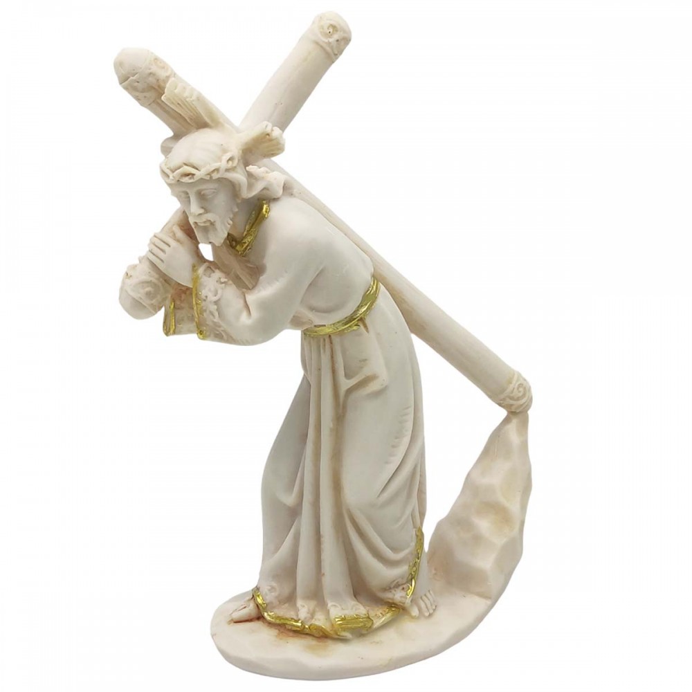 ENFEITE DE MESA DE RESINA MODELO JESUS CARREGANDO A CRUZ REF: APW1203