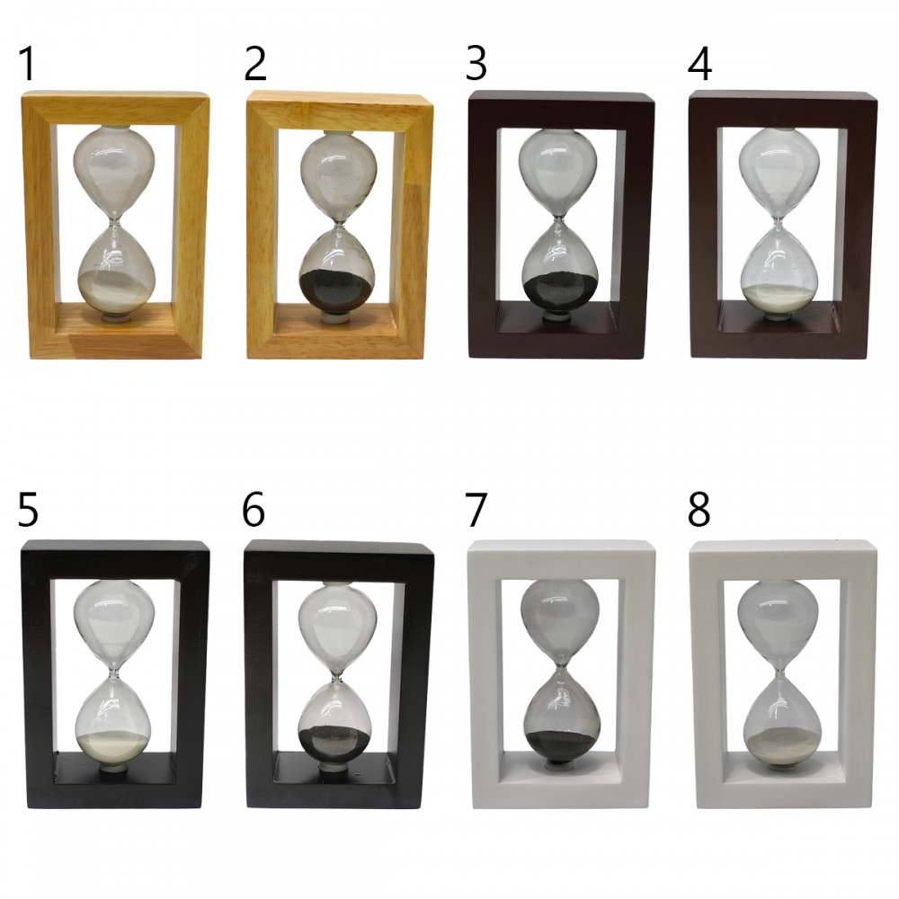 AMPULHETA DECORATIVA DE VIDRO E MADEIRA REF: AP704-3