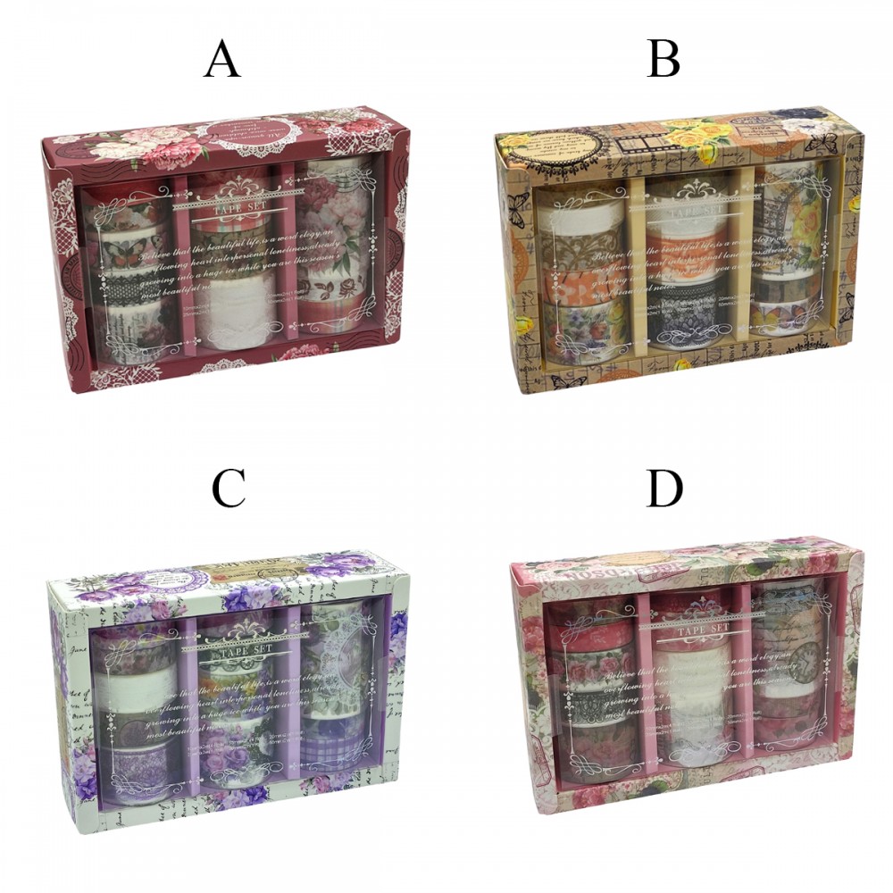 KIT COM 12 ROLOS DE FITA ADESIVA PARA TRABALHO ARTÍSTICO REF: XM-JD3171B