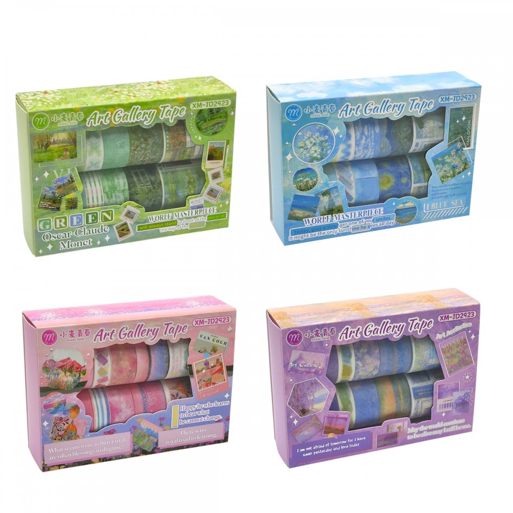 KIT COM 12 ROLOS DE FITA ADESIVA PARA TRABALHO ARTÍSTICO REF: XM-JD2923