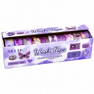 KIT COM 10 ROLOS DE FITA ADESIVA PARA TRABALHO ARTÍSTICO DE 2M X 1,5CM REF: XM-HZ0316F