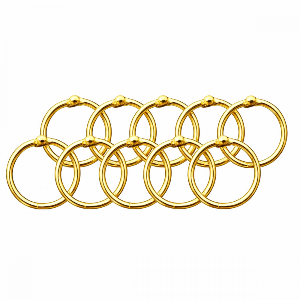 KIT COM 10 ARGOLAS 15MM DOURADAS DE METAL PARA PAPÉIS REF: AP15347-10G