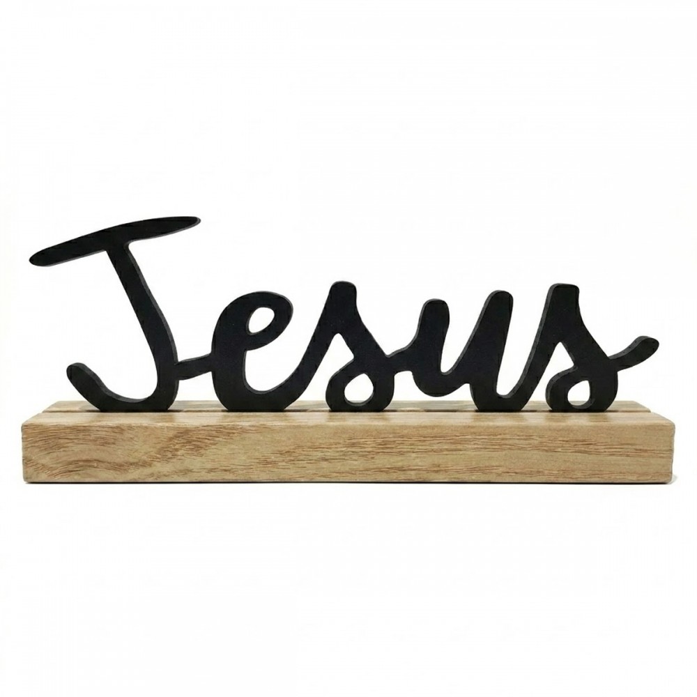 ENFEITE DECORATIVO DE MESA DE MADEIRA MODELO JESUS REF: AP61702J