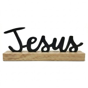ENFEITE DECORATIVO DE MESA DE MADEIRA MODELO JESUS REF: AP61702J
