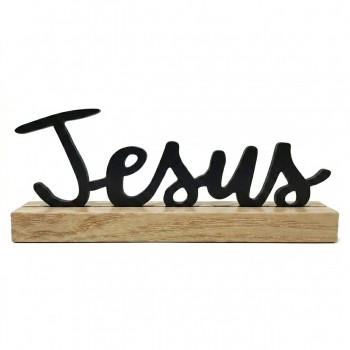 ENFEITE DECORATIVO DE MESA DE MADEIRA MODELO JESUS REF: AP61702J