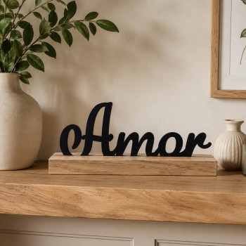 ENFEITE DECORATIVO DE MESA DE MADEIRA MODELO AMOR REF: AP61702A ENFEITE DECORATIVO DE MESA DE MADEIRA MODELO AMOR REF: AP61702A