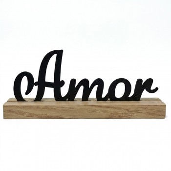 ENFEITE DECORATIVO DE MESA DE MADEIRA MODELO AMOR REF: AP61702A