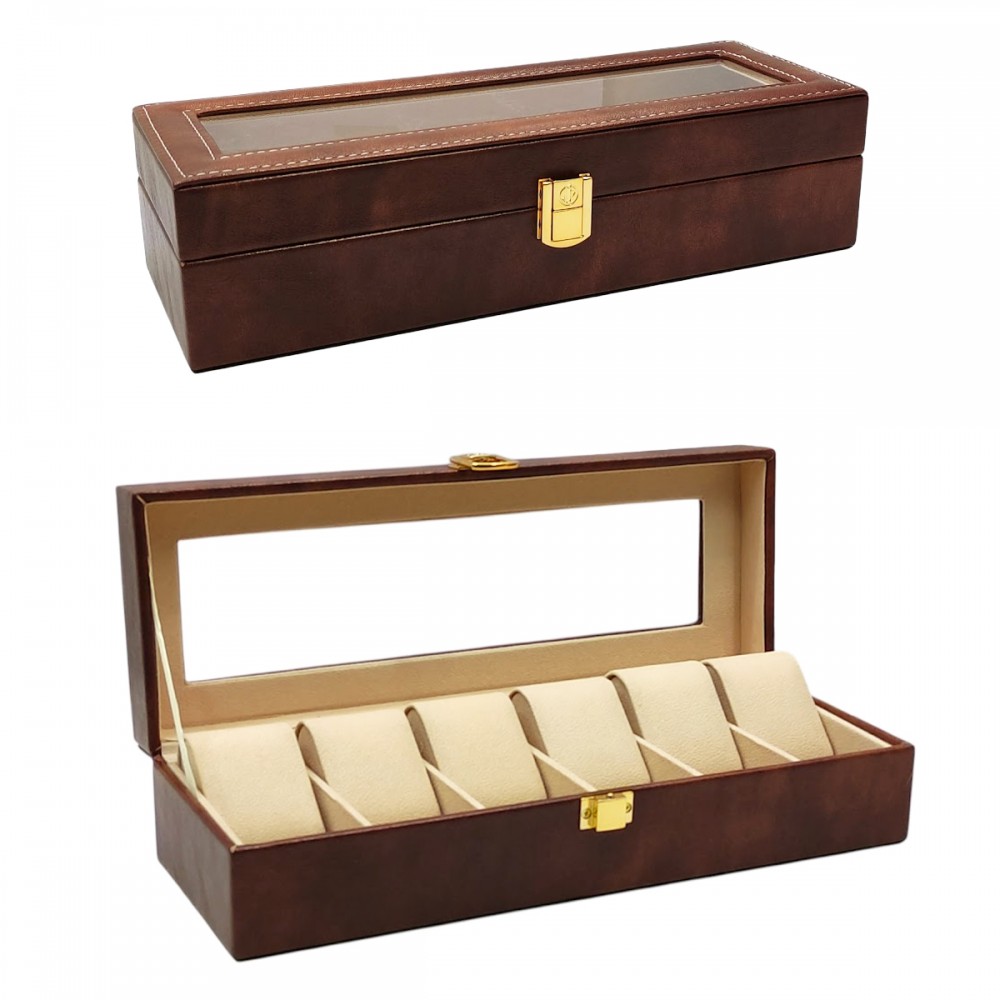 ESTOJO PORTA RELÓGIOS DE MADEIRA MDF E COURO SINTÉTICO REF: APW24C ESTOJO PORTA RELÓGIOS DE MADEIRA MDF E COURO SINTÉTICO REF: APW24C