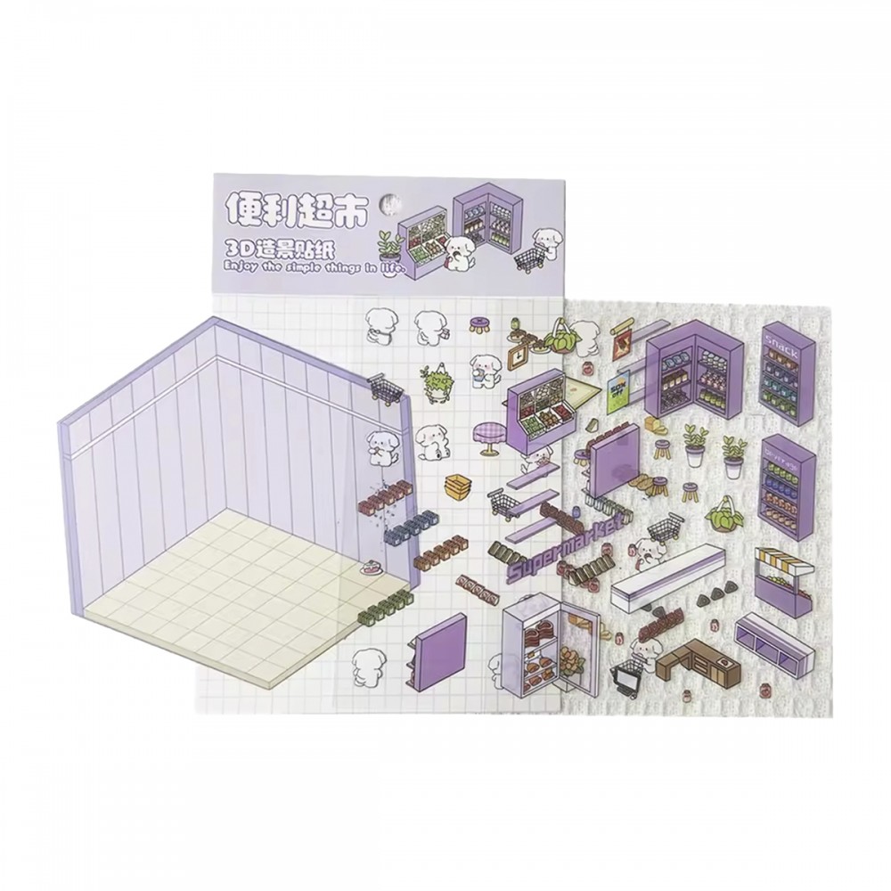 CARTELA DE ADESIVOS SORTIDOS DE PLÁSTICO E CENÁRIO REF: APSYWH