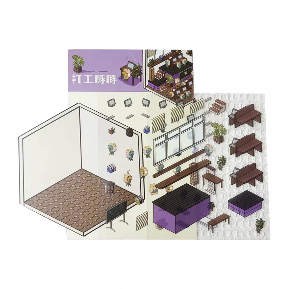 CARTELA DE ADESIVOS SORTIDOS DE PLÁSTICO E CENÁRIO REF: APSYWH