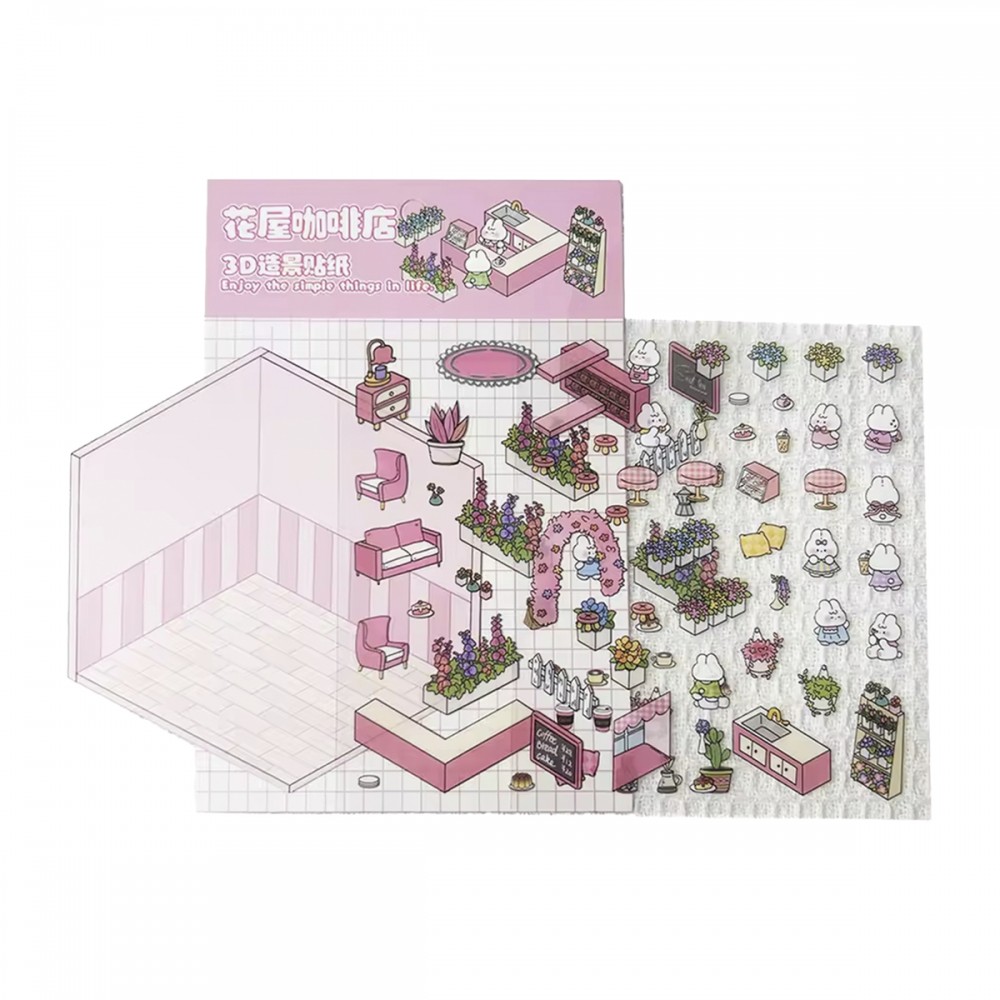 CARTELA DE ADESIVOS SORTIDOS DE PLÁSTICO E CENÁRIO REF: APSYWH