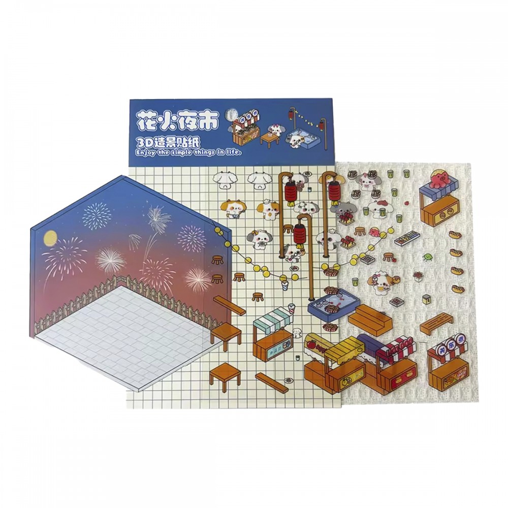 CARTELA DE ADESIVOS SORTIDOS DE PLÁSTICO E CENÁRIO REF: APSYWH