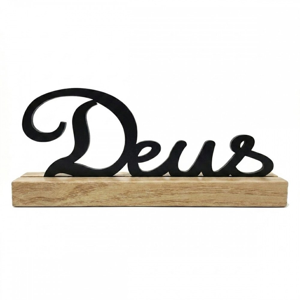 ENFEITE DECORATIVO DE MESA DE MADEIRA MODELO DEUS REF: AP61702D
