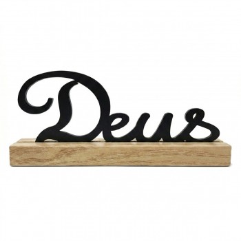 ENFEITE DECORATIVO DE MESA DE MADEIRA MODELO DEUS REF: AP61702D