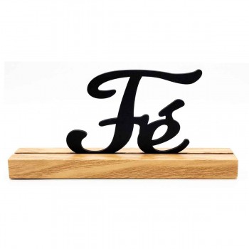 ENFEITE DECORATIVO DE MESA DE MADEIRA MODELO FÉ REF: AP61702FE