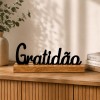 ENFEITE DECORATIVO DE MESA DE MADEIRA MODELO GRATIDÃO REF: AP61702G