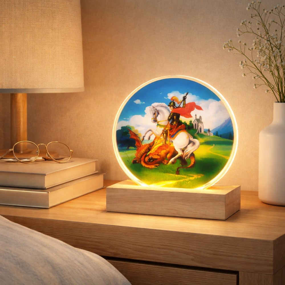 LUMINÁRIA DE MESA DE VIDRO COM BASE DE MADEIRA VIA USB REF: AP7814Y01