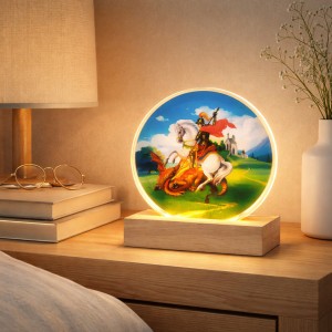 LUMINÁRIA DE MESA DE VIDRO COM BASE DE MADEIRA VIA USB REF: AP7814Y01