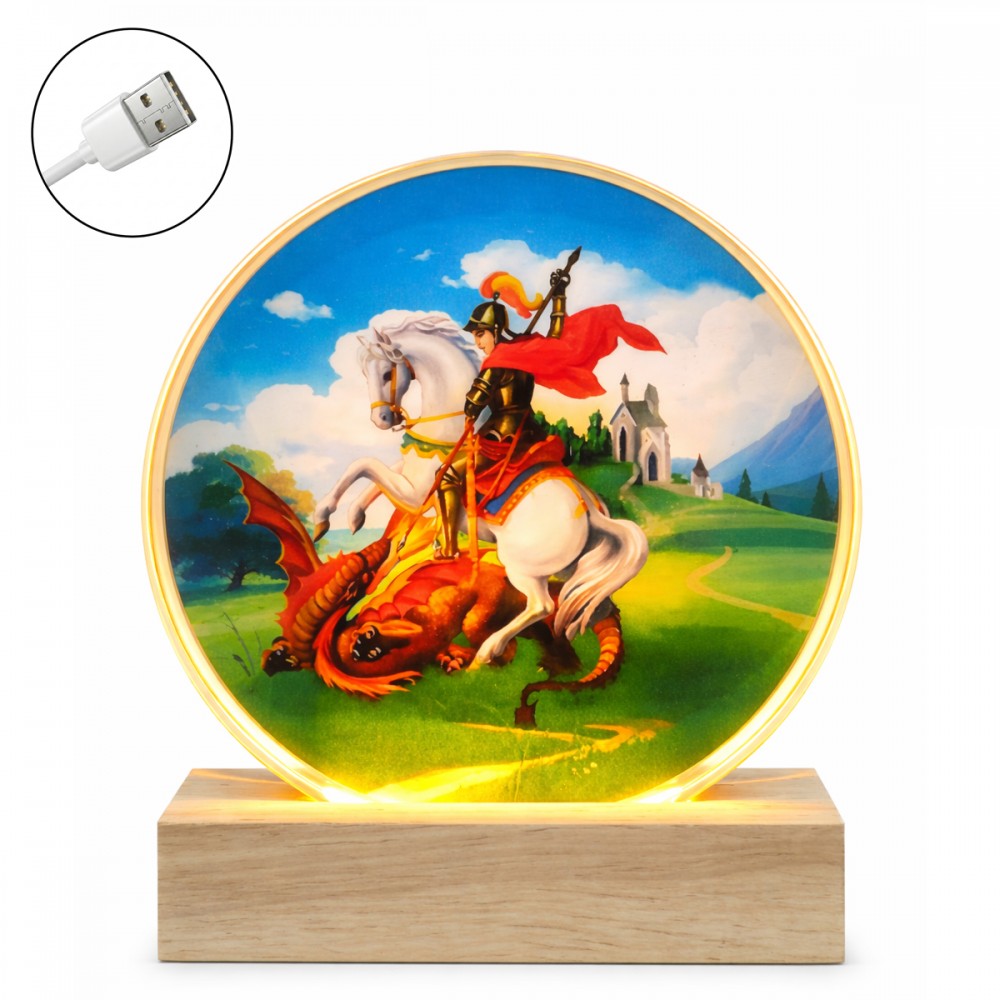 LUMINÁRIA DE MESA DE VIDRO COM BASE DE MADEIRA VIA USB REF: AP7814Y01