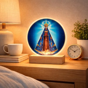 LUMINÁRIA DE MESA DE VIDRO COM BASE DE MADEIRA VIA USB REF: AP7814Y02