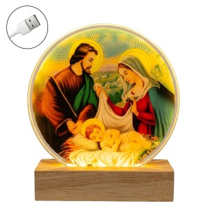 LUMINÁRIA DE MESA COM BASE DE MADEIRA VIA USB REF: AP7814Y04